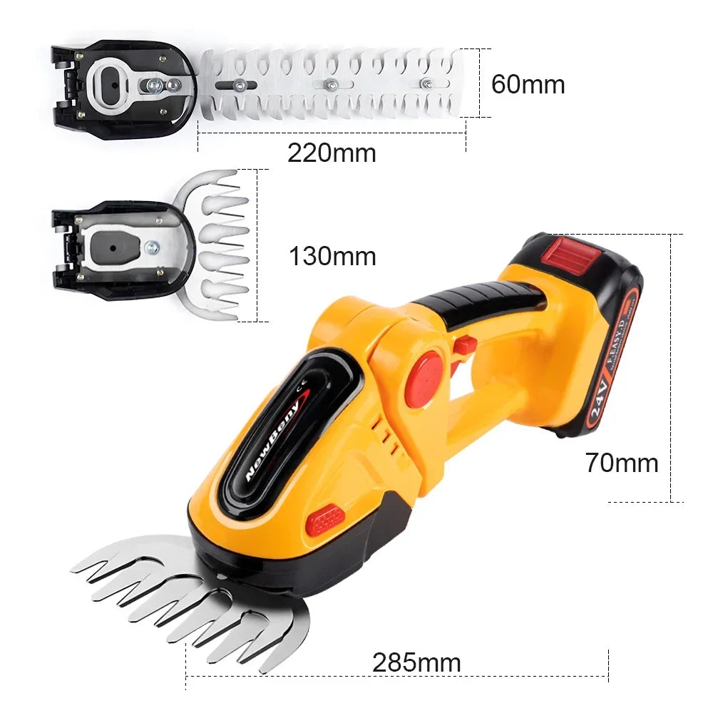 2 IN 1 Cordless Electric Hedge Trimmer