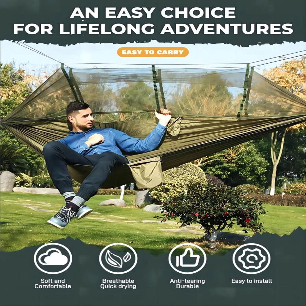 Portable Outdoor Camping Leisure Double Mosquito Net Hammocks