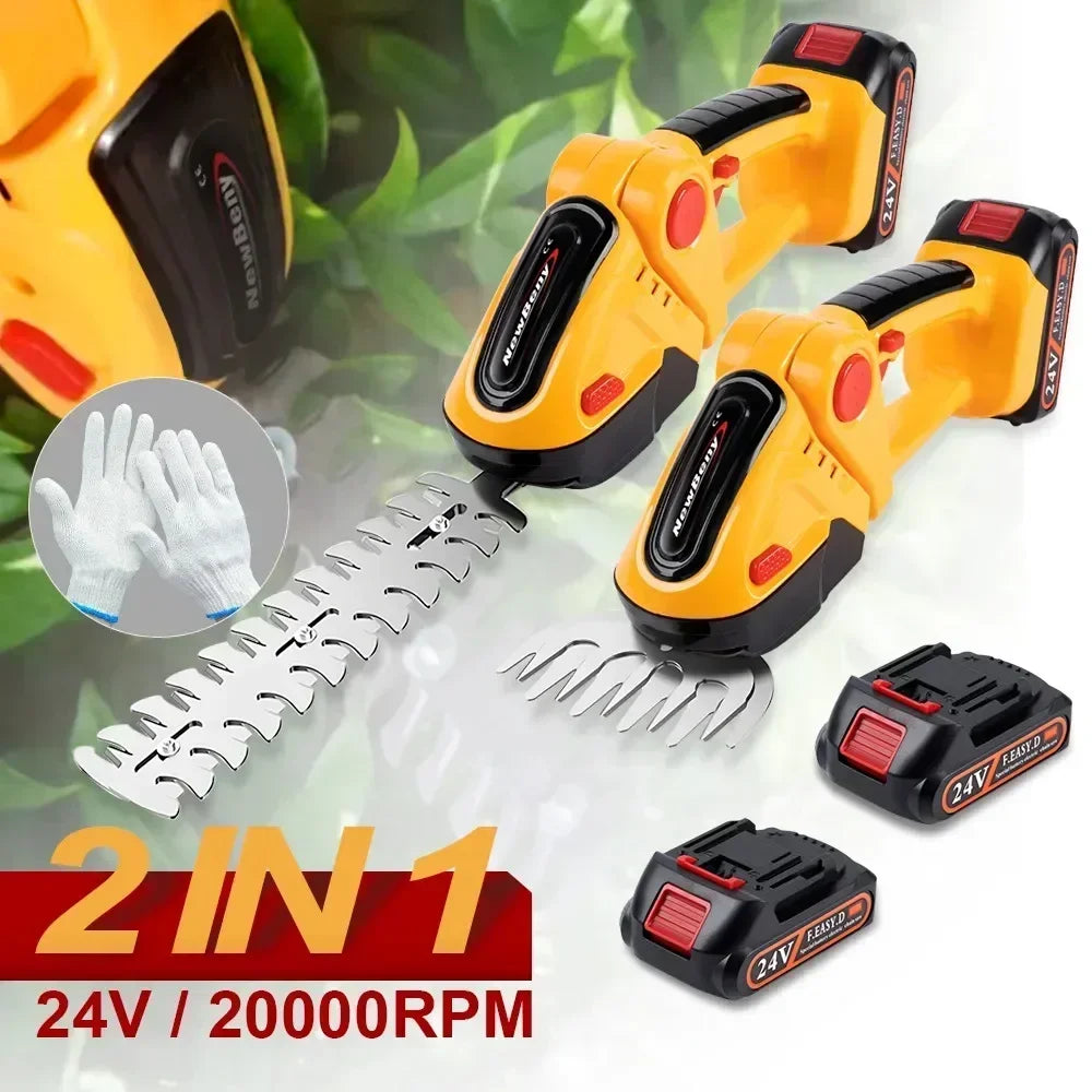 2 IN 1 Cordless Electric Hedge Trimmer